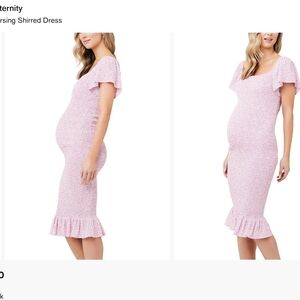 Ripe Maternity Pink Floral Shirred Midi Dress